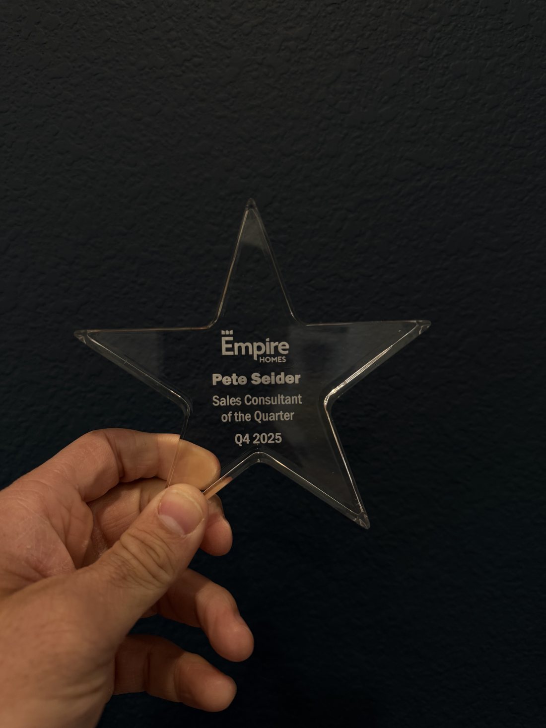 Sales Consultant of the Quarter, Empire Homes