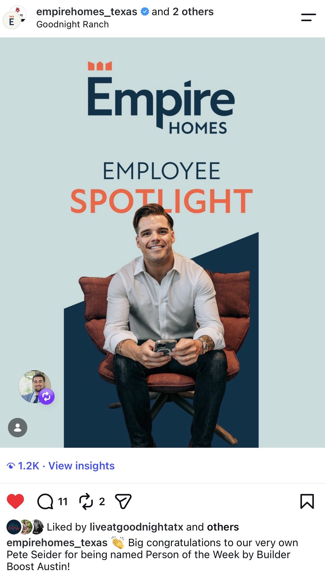 Employee Spotlight & Person of the Week, Empire Homes · Builder Boost Austin