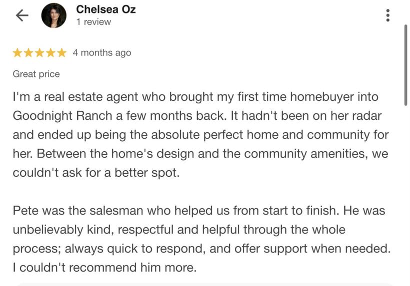 Google review from Chelsea Oz