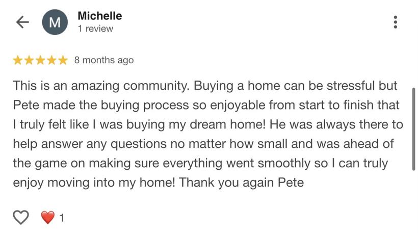 Google review from Michelle
