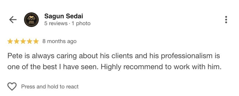 Google review from Sagun Sedai